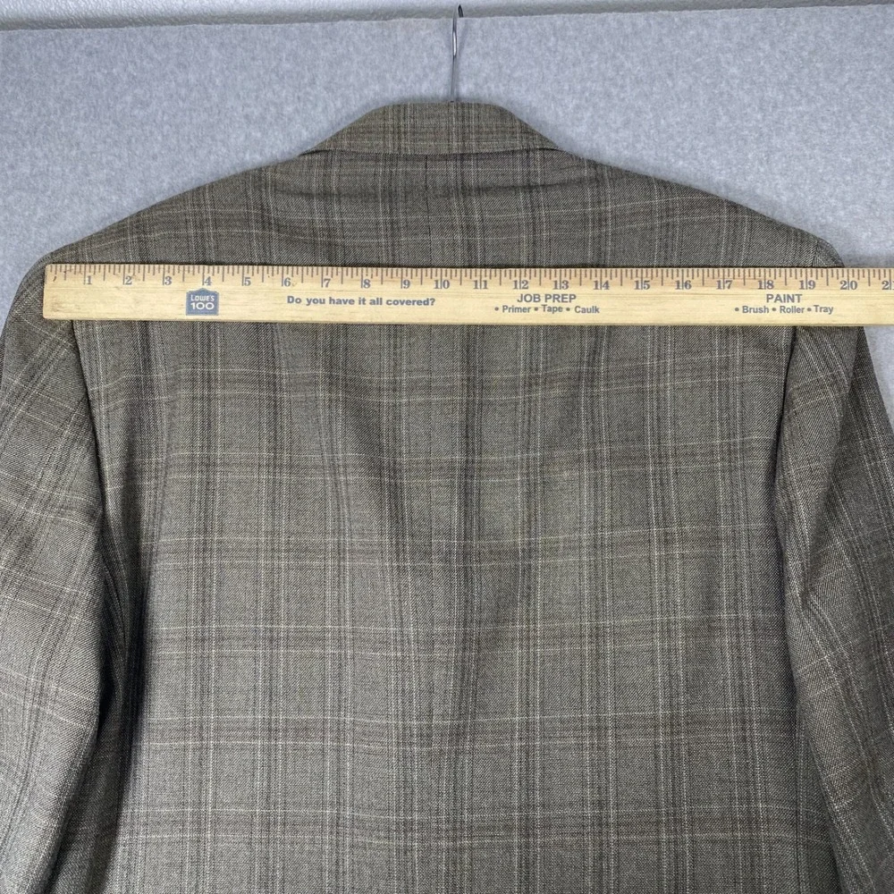 Jos A Bank Sport Coat Mens 43 Regular Brown Plaid Silk Wool Signature Blazer